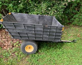 #76	Cub cadet Plastic Dump Wagon - hooks to lawnmower - 47x34x13 w/13 Wheels and 13" Tong	 $100.00 