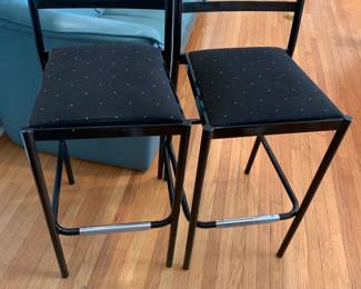 #60	Pair of 3 Black Metal Stools - 29" Tall w/Fabric Seat	 $40.00 