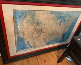 #127	Framed map of USA under Glass and Mounted - 55x39	 $200.00 