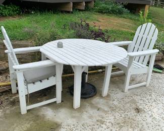 #82	Set of White wood/Laminate Table and 2 Chairs - 47x29	 $75.00 