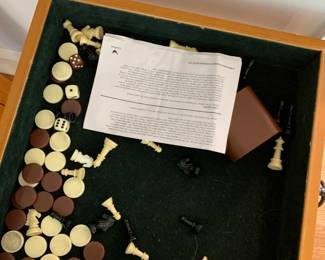 #37	Wood Game Table w/lift-off Top - Checkers and Backgamon - 16square x 19	 $25.00 