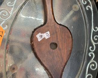 #221	fire wood and leather pump	 $45.00 