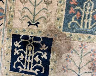 #35	Hand-knotted Cream Runner Rug (as is stain) - 32x118	 $75.00 