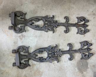 #226	pair of iron wall hanging candle holder 27 tall	 $100.00 