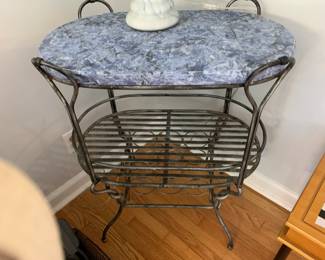#38	Oval Metal Wine Rack for 6 bottles w/marble Top - 26x16x32	 $175.00 