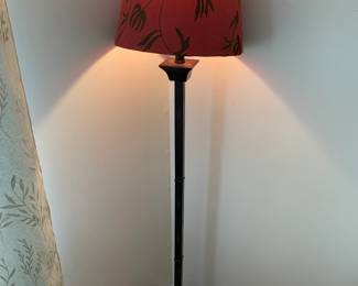 #18	56 in tall floor lamp with red shade heavy	 $75.00 