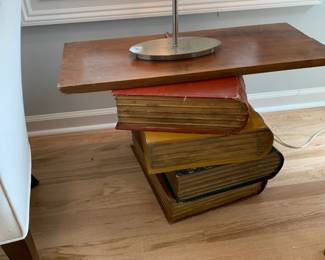 #66	Set of 4 Large Faux Books w/Loose Wood Board on Top	 $45.00 