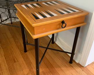 #37	Wood Game Table w/lift-off Top - Checkers and Backgamon - 16square x 19	 $25.00 