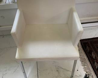 #49	Mid-Century Style White Leather and Chrome Square Chair 	 $60.00 