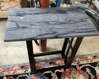 #227	black metal with marble top end table 16x21x30	 $30.00 