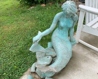 #81	Concrete Mermaid (tail broken) - no help moving this	 $30.00 