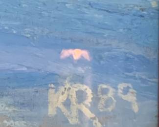 #158	38x23 pastel painting of space shuttle above earth signed KR89	 $100.00 