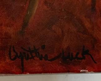 #159	20x16 acrlic painting of women server signed 	 $75.00 