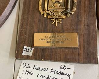 #237	US Naval Academy 1986 Cardidate Guididate Guidance office 10x7 as is wood finish	 $60