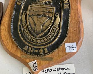 #235	US Yellowstone 1989 pride in performance shield plaque 11x8.5	 $75.00 