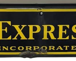 Antique c. 1920 Train Station Depot "RAILWAY EXPRESS AGENCY" Porcelain Sign