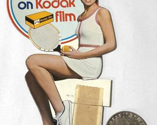 Vintage 1970's Female Tennis Player "Picture Summer On Kodak Film" Die Cut Advertising Shelf Display UNUSED