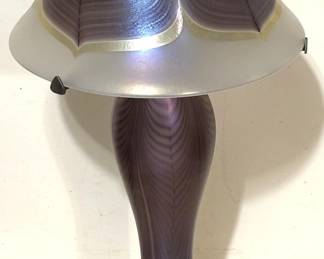 Vintage 1980's Signed Steven Correia Blown Art Glass Pulled Feather Purple Table Lamp WORKS