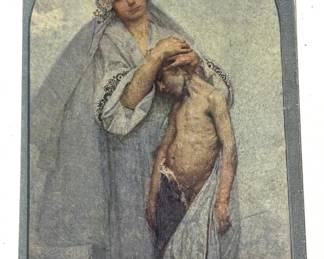 Antique 1917 Artist Signed Alphonse Mucha "Bohemian Heart" Postcard UNUSED
