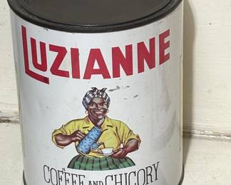 Vintage 1930's Luzianne Coffee & Chicory Black Americana Advertising Tin Litho Can