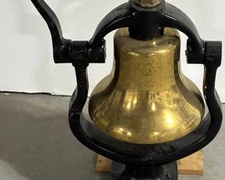 Antique 19th Century Steam Locomotive Brass Bell & Cast Iron Cradle