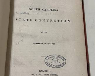 1867 Ordinances Passed by the North Carolina State Conventions at the Sessions of 1865-'66 (End Of Slavery)