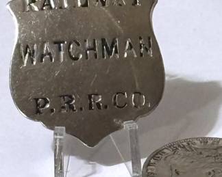Antique c. 1900 Pennsylvania Railroad Company P.R.R. Co. Railway Watchman Obsolete Badge