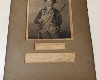 Antique 1830 Engraving of Colonel in Virginia Militia Portrait of George Washington in 1772
