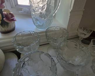 Glass pitcher and matching glasses