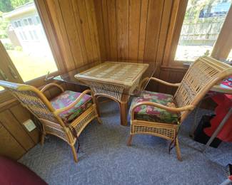 Rattan table & 4 chairs (2 not shown)