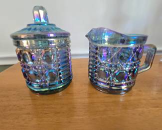 Indiana Glass carnival glass cream and sugar