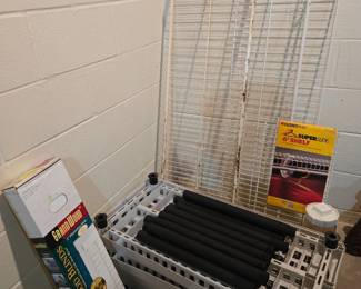 Plastic shelving, metal shelves