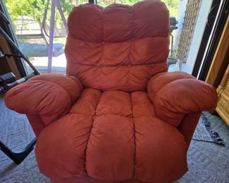 Orange microfiber recliner 
