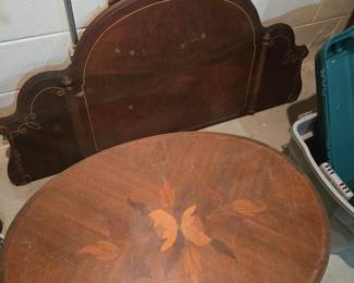 Antique headboard & coffee table