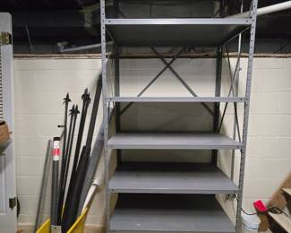 Metal shelves, curtain rods