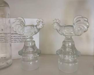 Vintage Glass Rooster Cocktail Shaker Stopper