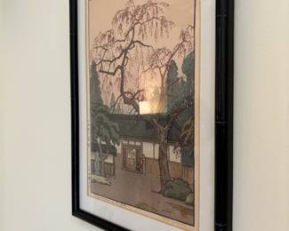 Toshi Yoshida Cherry Blossoms by the Gate Woodblock Print