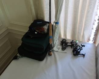 fishing poles and spinning reels