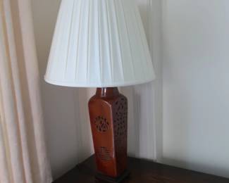 red lamp with Asian design