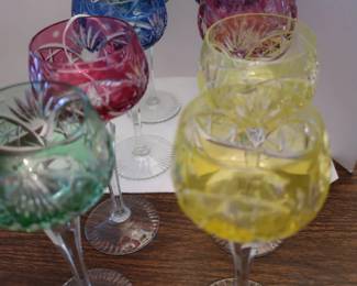 multi color crystal stemware
