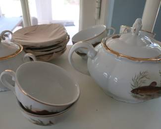 Czech Republic, Haas & Cajzek, Fish decorated coffee or tea set