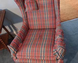 red plaid chair
