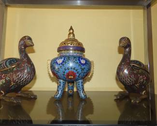 Cloisonne pieces.