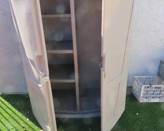 Ourdoor Rubbermaid storage cabinet.