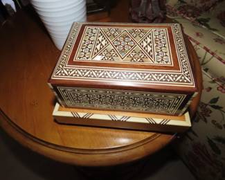 Carved cigarette box with inlays