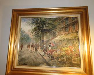 Oil on canvass, Pierre Latour "Flower Market"
