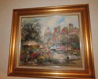Oil on canvass, Pierre Latour "Street Scene"
