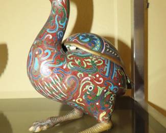 Pair of matching cloisonne ducks.