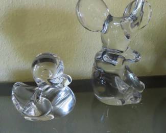 Daum lead crystal duck and elephant.