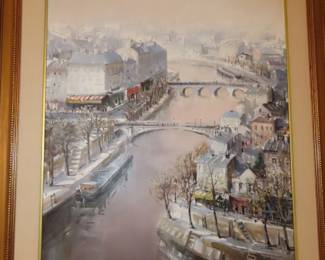 Oil on canvass, Lucien Delarue, "La Siene a Paris"